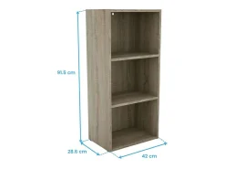 Biblioteca* Estante Plea: 1 armário com 3 portas e 1 prateleira com 3 níveis, 184x42x29 cm Castanho
