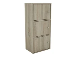 Biblioteca* Estante Plea: 1 armário com 3 portas e 1 prateleira com 3 níveis, 184x42x29 cm Castanho