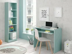 Biblioteca|Dmora Estante Pomona, Estante alta com 5 prateleiras, Estante de escritório ou quarto, Estante moderna com compartimentos, 52x25h80 cm, água Verde