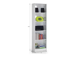 Dmora Estante Pomona, Estante alta com 5 prateleiras, Estante de escritório ou quarto, Estante moderna com compartimentos, 52x25h80 cm,^ Biblioteca