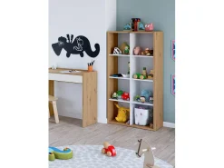 Clearance Dmora Estante Sacramento, Estante reversível com 8 compartimentos, Móvel TV multiposições, 72x33h137 cm, Carvalho com efeito nó e Branco Castanho