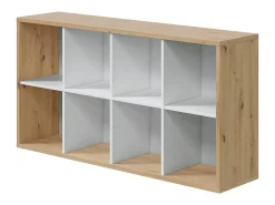 Clearance Dmora Estante Sacramento, Estante reversível com 8 compartimentos, Móvel TV multiposições, 72x33h137 cm, Carvalho com efeito nó e Branco Castanho