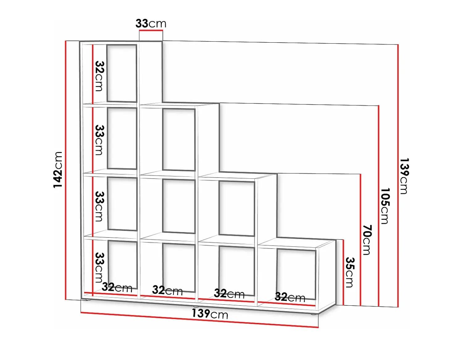 Clearance Estante Sarasota 111, Aberto sem a parte traseira, 142x139x33cm Castanho
