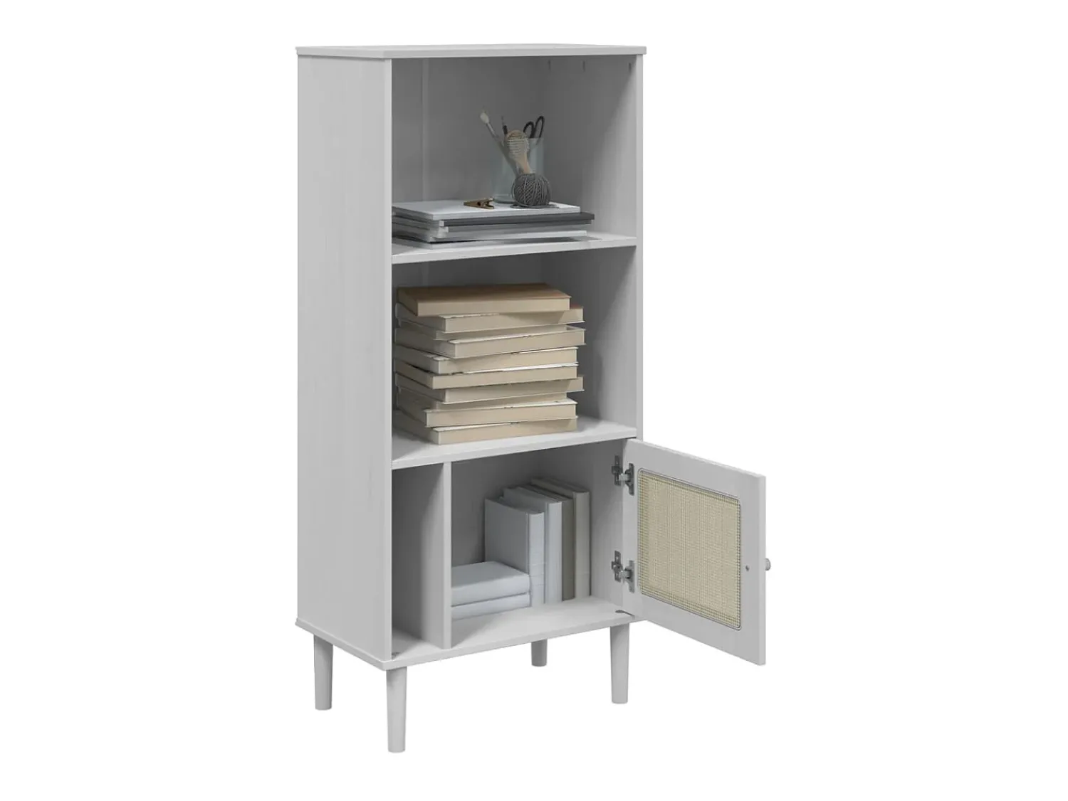 Best Estante SENJA aspeto de vime 60x35x130 cm pinho maciço PT553897 Branco