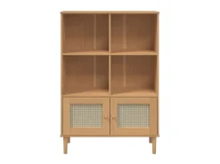 Biblioteca| Estante SENJA aspeto de vime 90x35x130 cm pinho maciço PT126144 Castanho
