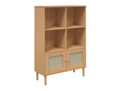 Biblioteca| Estante SENJA aspeto de vime 90x35x130 cm pinho maciço PT126144 Castanho
