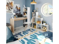 Discount Loungitude Estante Taris Ladder Branca e Carvalho 110x108x28 cm Branco