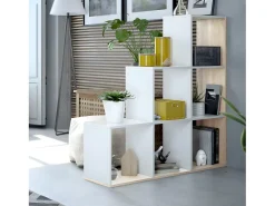 Discount Loungitude Estante Taris Ladder Branca e Carvalho 110x108x28 cm Branco