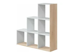 Discount Loungitude Estante Taris Ladder Branca e Carvalho 110x108x28 cm Branco