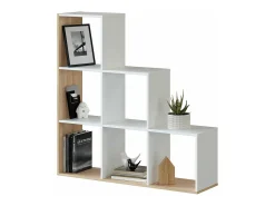 Discount Loungitude Estante Taris Ladder Branca e Carvalho 110x108x28 cm Branco