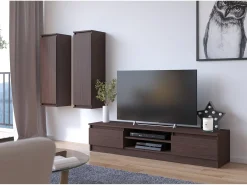 Akord Estante TV K160 Wenge com 2 Portas, Laminado 160x33x40 cm Castanho chocolate