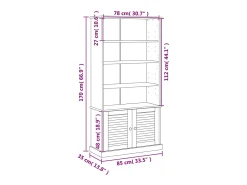 Vitrina|vidaxl Estante VIGO 85x35x170 cm madeira de pinho maciça Castanho