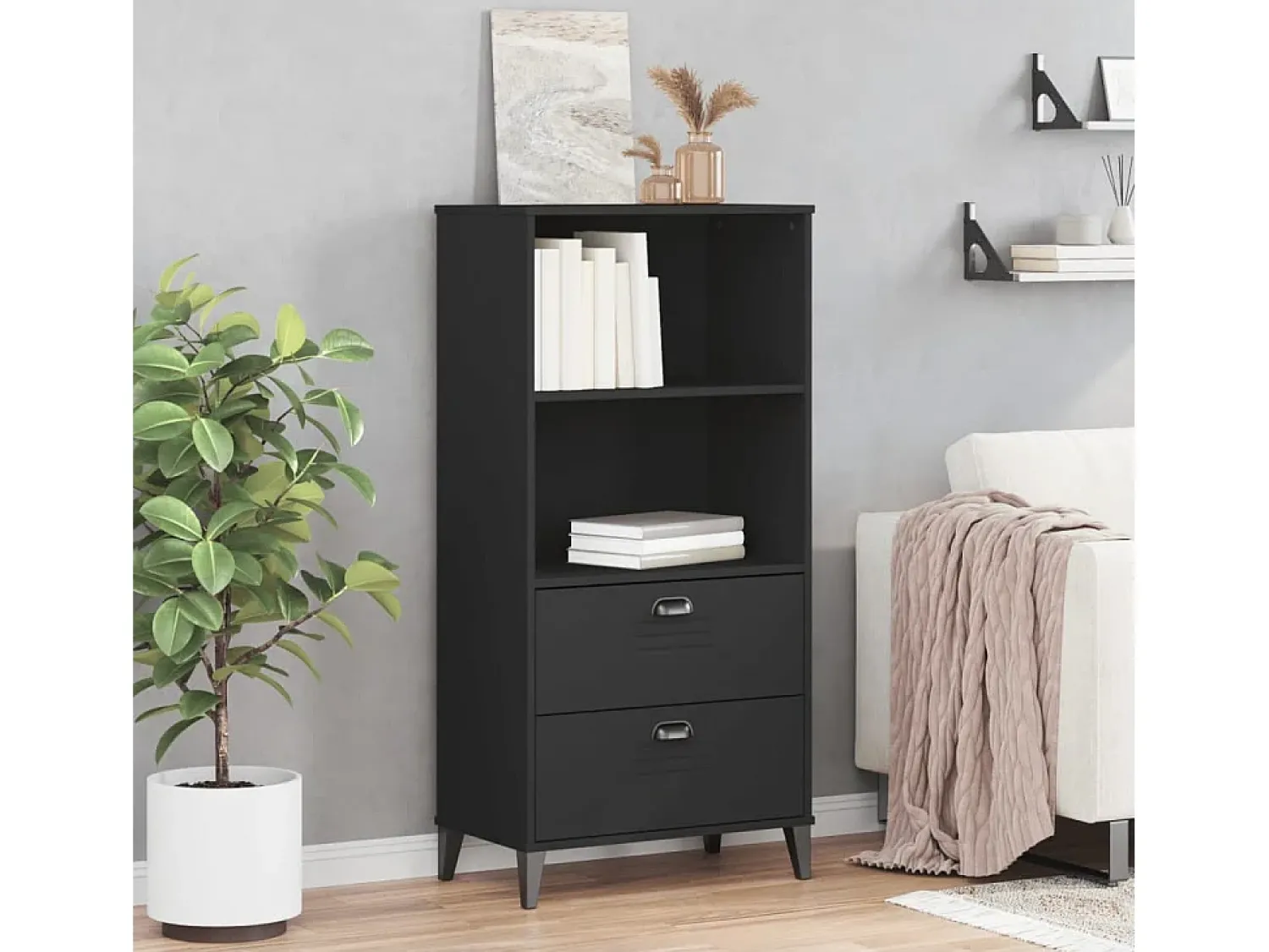 Biblioteca| Estante VIKEN 60x35x123 cm derivados de madeira PT838053 Preto