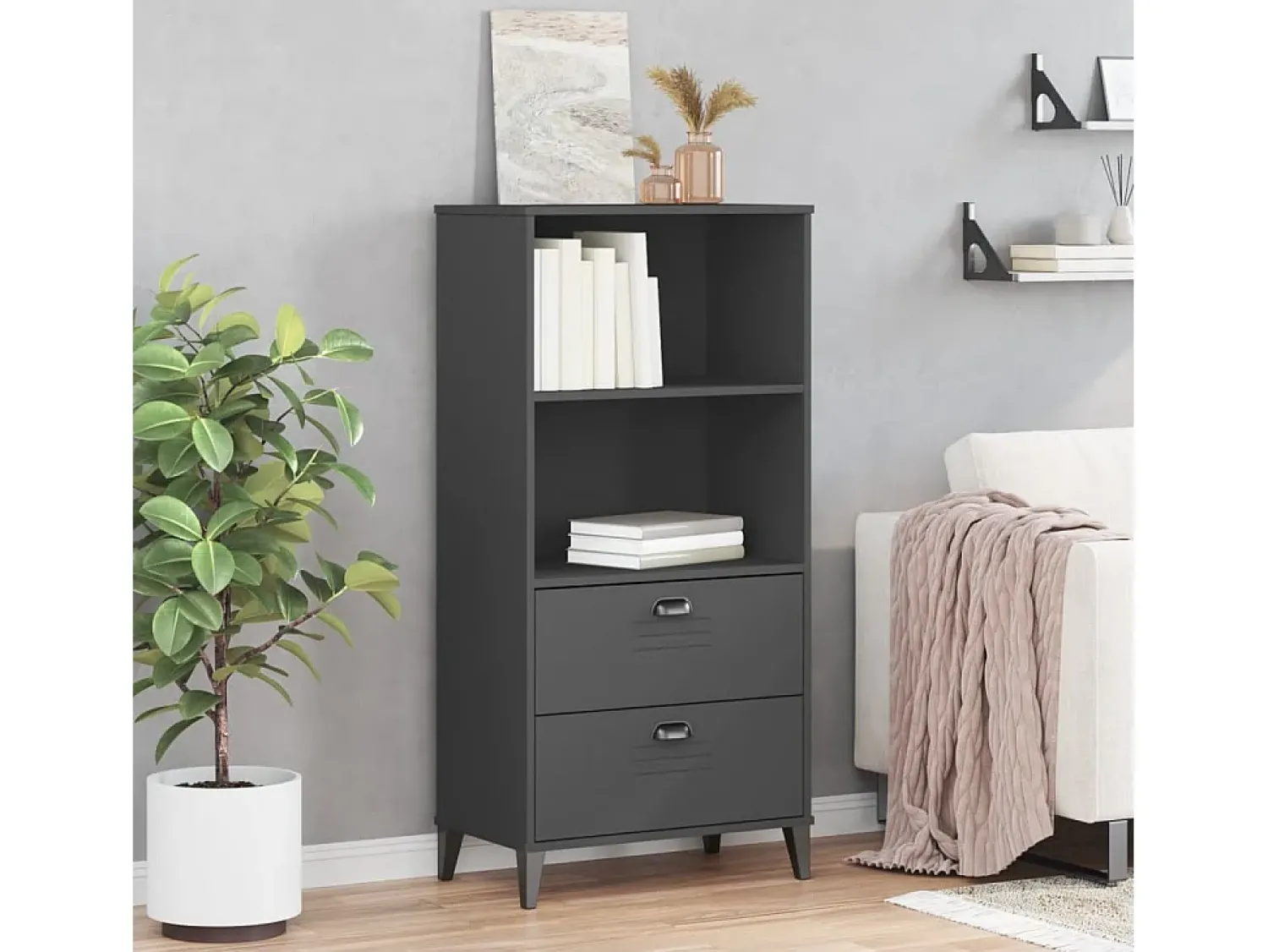 Outlet Estante VIKEN 60x35x123 cm derivados de madeira antracite PT517059 Cinza antracite