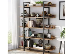 Tribesigns Estante Vintage de 5 Níveis - Grande Prateleira de Armazenamento com Chapa de Guia para o Sala, como Prateleira para Plantas, Prateleira de Cozinha^ Biblioteca