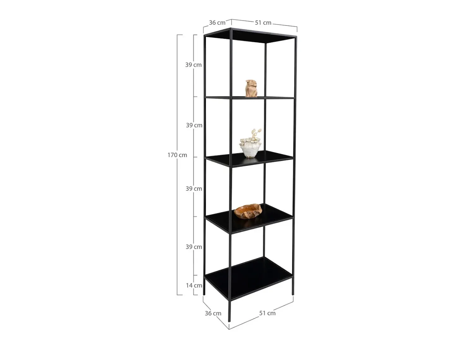 New Estante Vita, , 36x51x170 cm, Kendra Home Preto