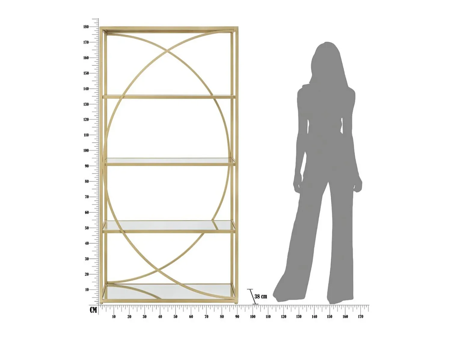 Biblioteca* Estante VKH219, Ouro, 90x38x180 cm, Kendra Home Dourado