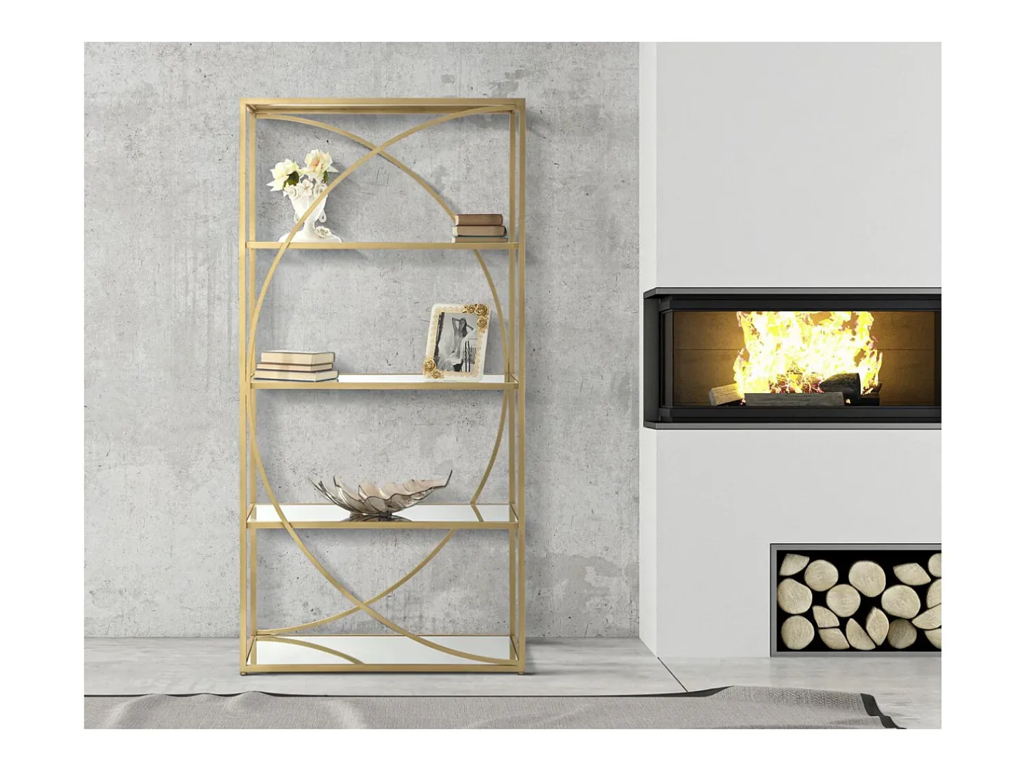 Biblioteca* Estante VKH219, Ouro, 90x38x180 cm, Kendra Home Dourado