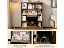 Biblioteca|ModernLuxe Estante 120x38.5x151.5 cm - com prancheta de desenho removível - 9 compartimentos de armazenamento - 1 porta de correr - marrom Castanho