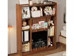 Biblioteca|ModernLuxe Estante 120x38.5x151.5 cm - com prancheta de desenho removível - 9 compartimentos de armazenamento - 1 porta de correr - marrom Castanho