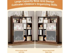Biblioteca|ModernLuxe Estante 120x38.5x151.5 cm - com prancheta de desenho removível - 9 compartimentos de armazenamento - 1 porta de correr - marrom Castanho