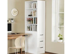 ModernLuxe Estante 60x38x180 cm - Lados esquerdo e direito intercambiáveis - Com 3 gavetas - Prateleiras ajustáveis -^ Biblioteca