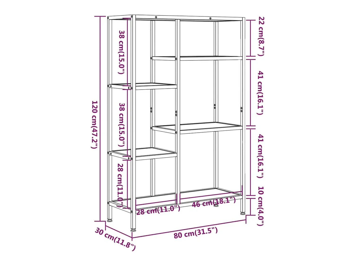 Sale vidaxl Estante 80x30x120 cm aço e derivados de madeira Castanho