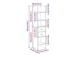 vidaxl Estante 40x35x180 cm contraplacado^ Vitrina