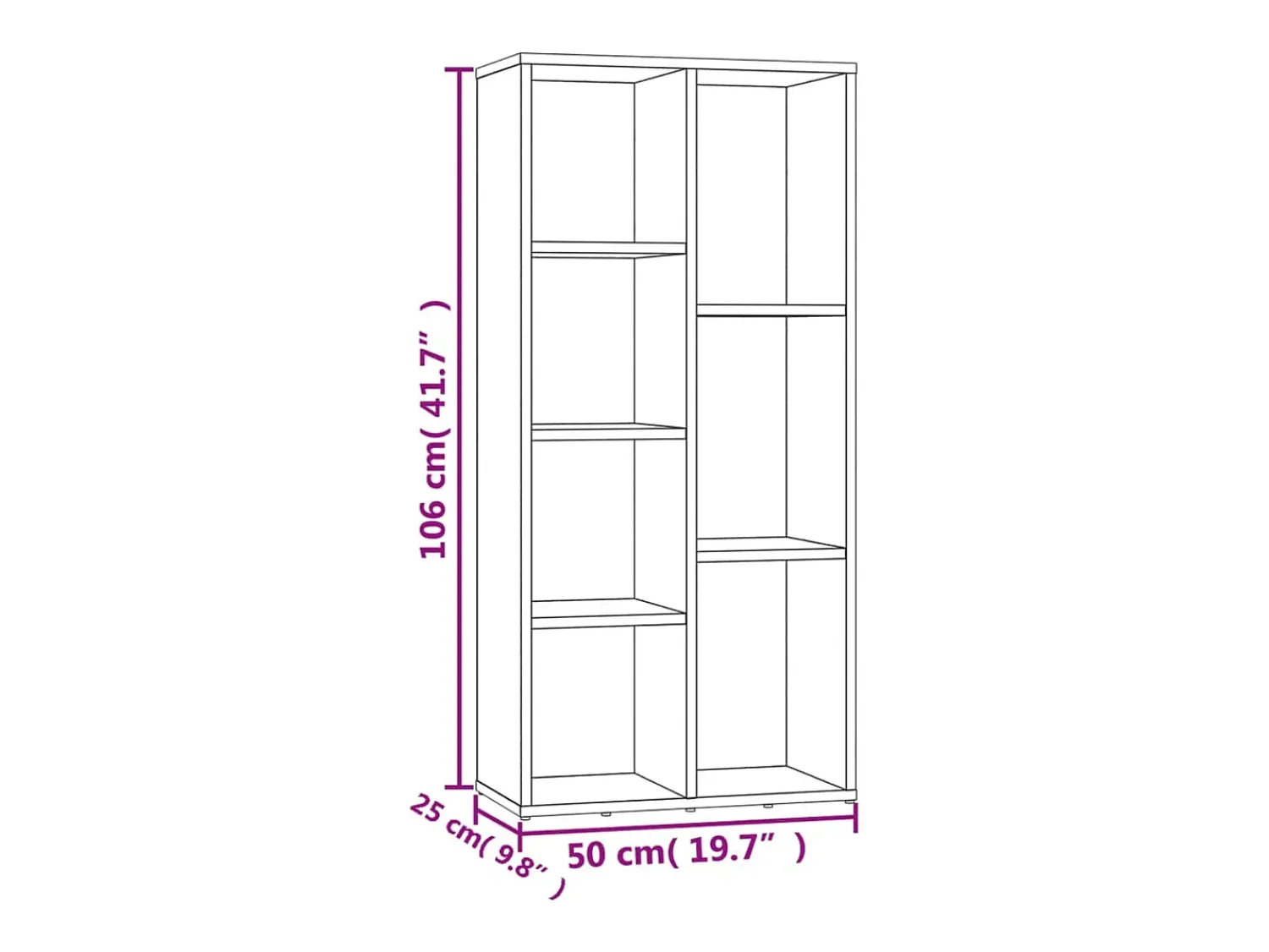 Best vidaxl Estante 50x25x106 cm cor carvalho fumado Castanho