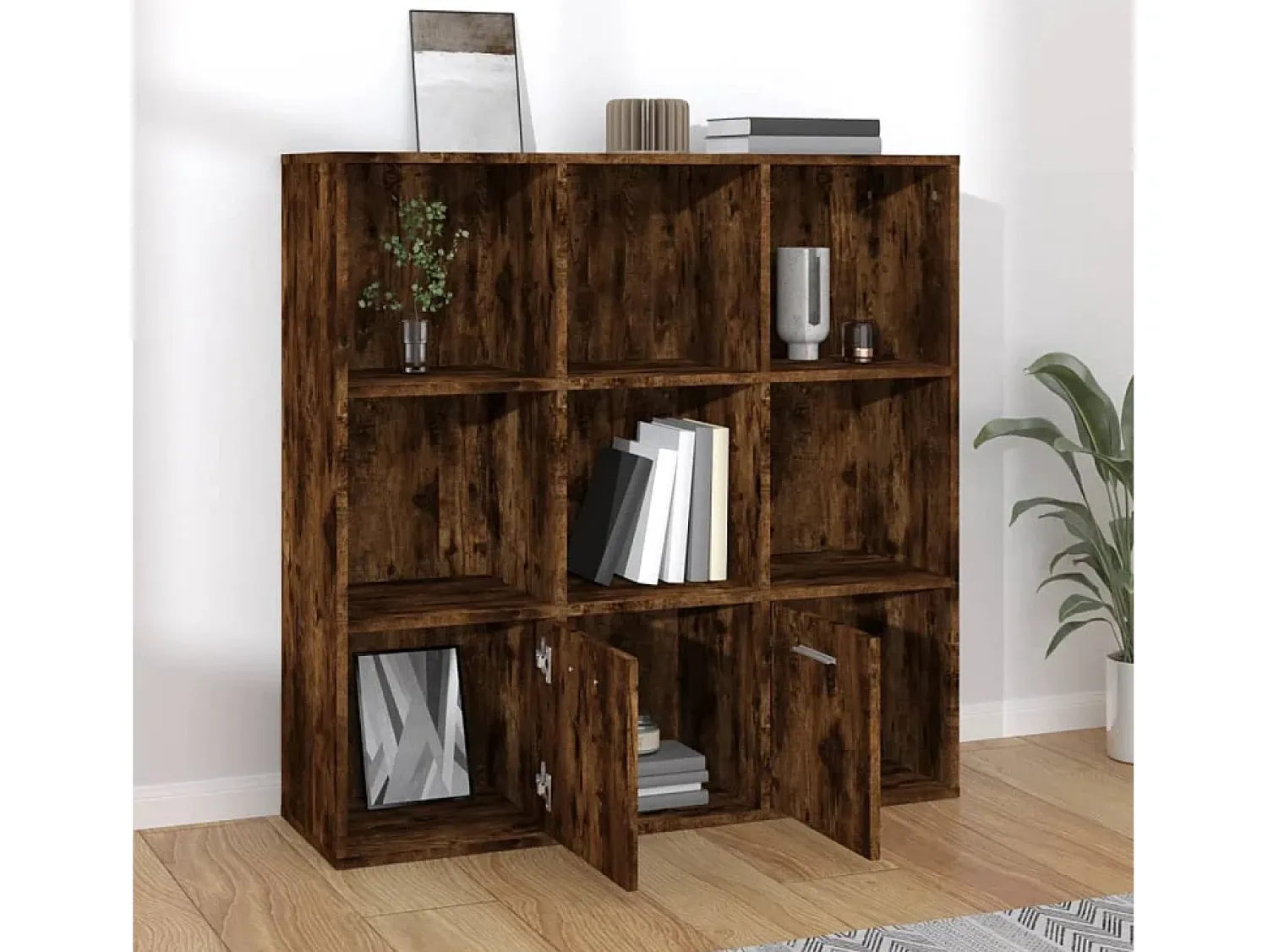 Vitrina|vidaxl Estante 98x30x98 cm cor carvalho fumado Castanho