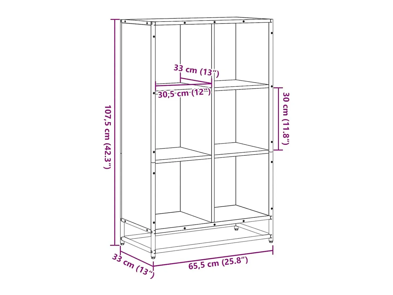 Biblioteca|vidaxl Estante 65,5x33x107,5 cm derivados de madeira sonoma Cinzento
