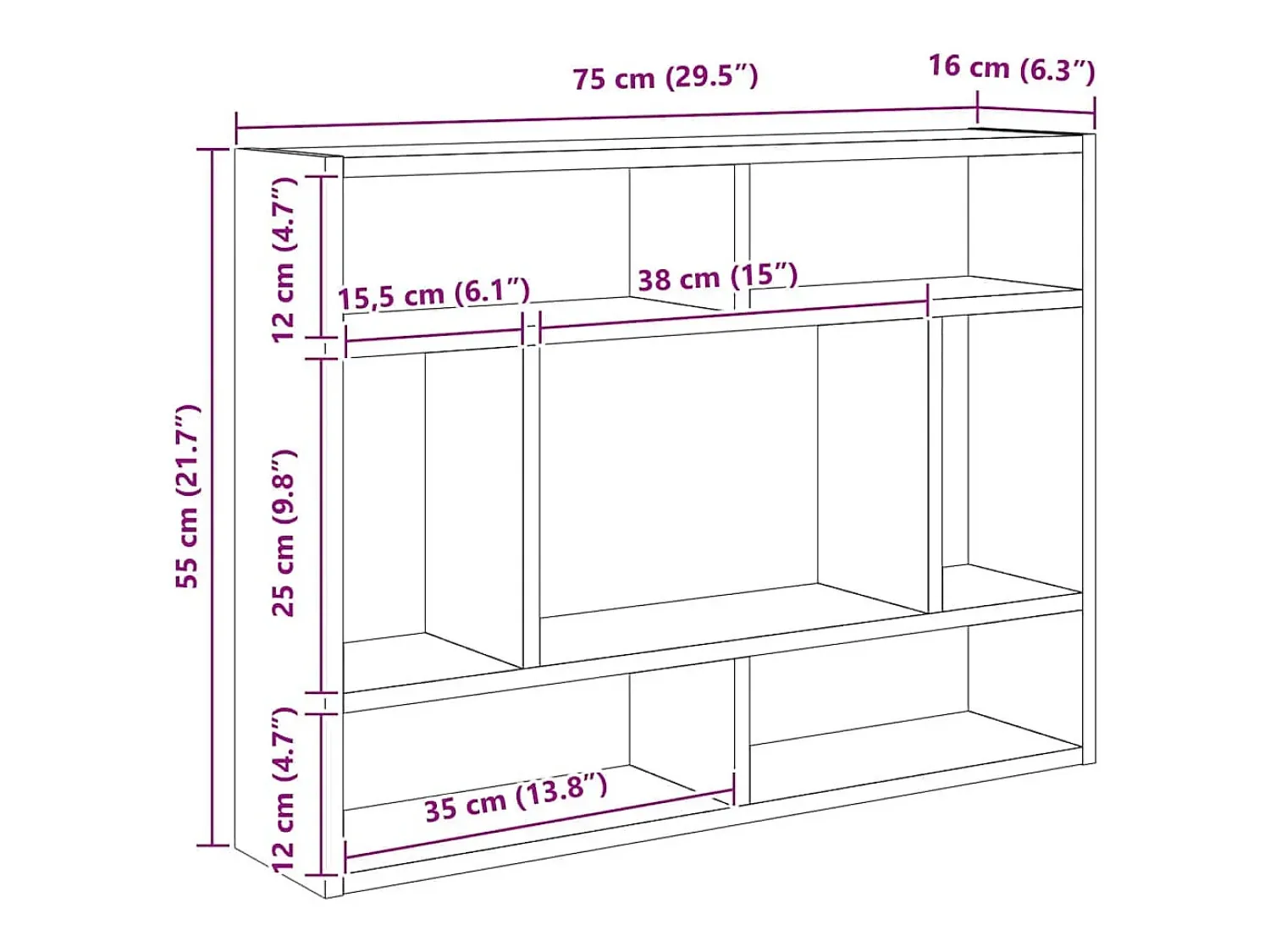 vidaxl Estante 75x16x55 cm derivados de madeira sonoma^ Prateleira