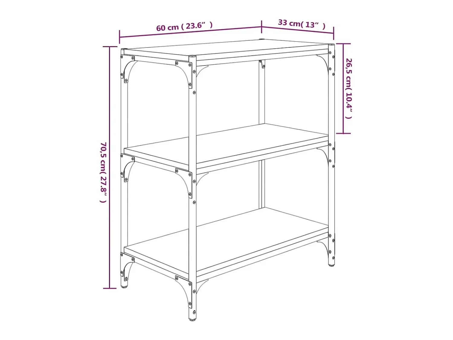 vidaxl Estante 60x33x70,5 cm derivados de madeira/aço carvalho sonoma Castanho