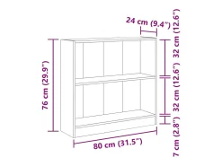 Biblioteca*vidaxl Estante 80x24x76 cm derivados de madeira madeira velha Castanho