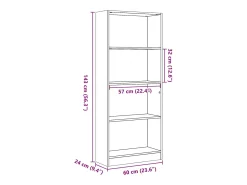 Biblioteca*vidaxl Estante 60x24x143 cm derivados de madeira madeira velha Castanho