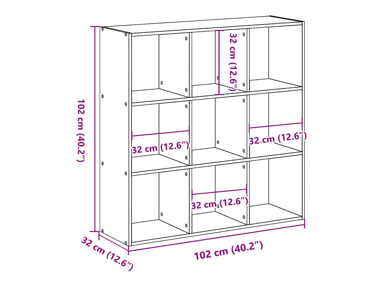 vidaxl Estante 102x32x102 cm derivados de madeira Branco