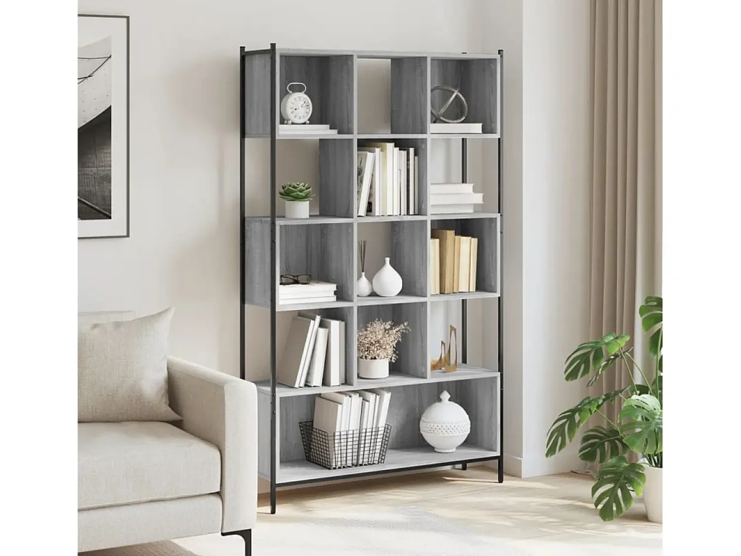 Biblioteca| Estante 102x28x172 cm derivados de madeira sonoma PT475978 Cinzento