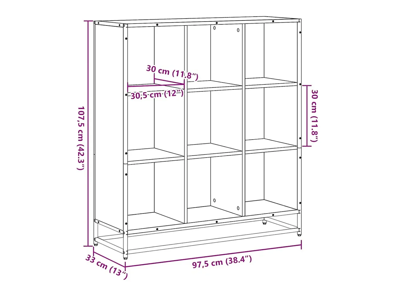 vidaxl Estante 97,5x33x107,5 cm derivados de madeira e metal^ Biblioteca