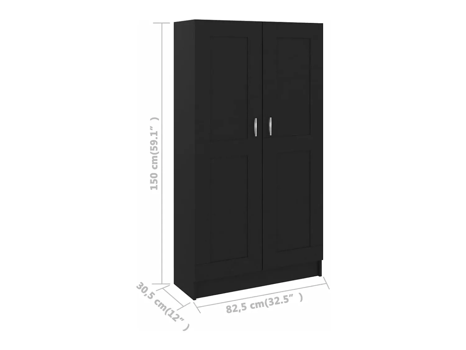 Vitrina*vidaxl Estante 82,5x30,5x150 cm derivados de madeira Preto