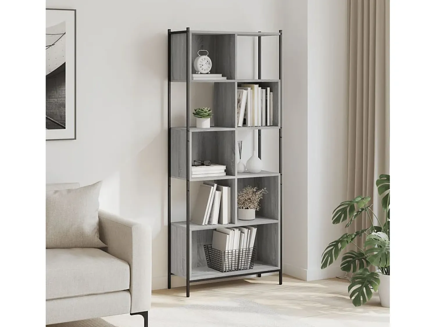 Biblioteca| Estante 72x28x172 cm derivados de madeira sonoma PT539813 Cinzento