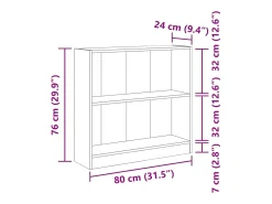 Biblioteca|vidaxl Estante 80x24x76 cm derivados de madeira sonoma Cinzento