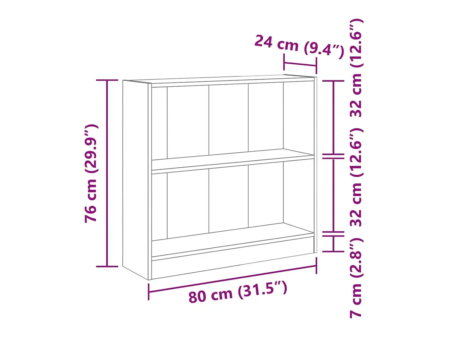 Biblioteca|vidaxl Estante 80x24x76 cm derivados de madeira sonoma Cinzento