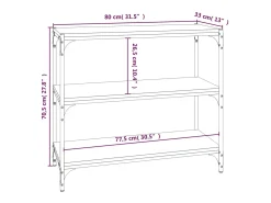 Vitrina*vidaxl Estante 80x33x70,5 cm derivados de madeira/aço carvalho fumado Castanho
