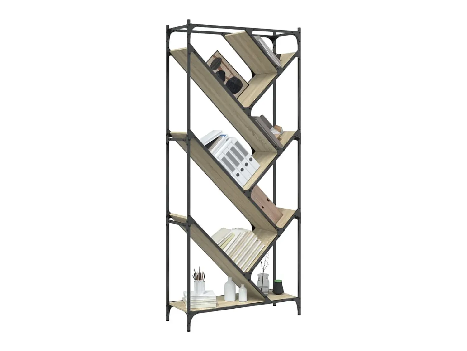 Biblioteca* Estante 79x30x180 cm derivados de madeira/metal carvalho sonoma PT747878 Castanho