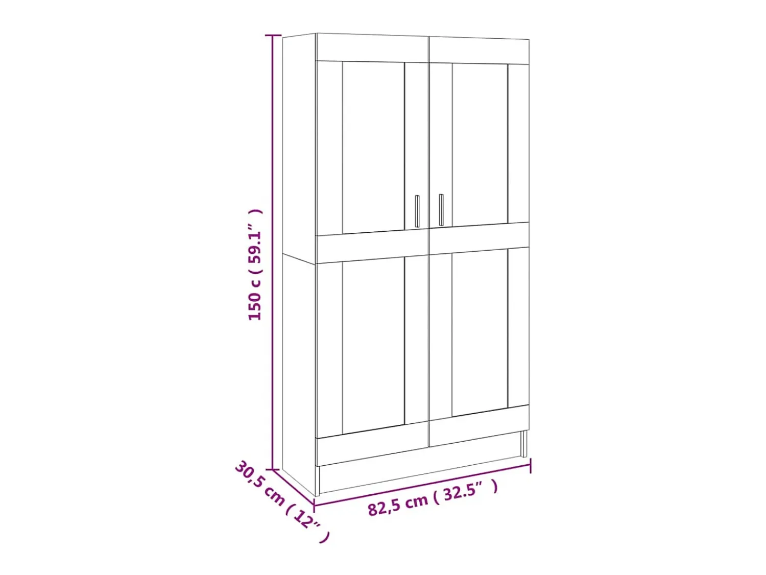 Vitrina|vidaxl Estante 82,5x30,5x150 cm derivados de madeira cimento Cinzento