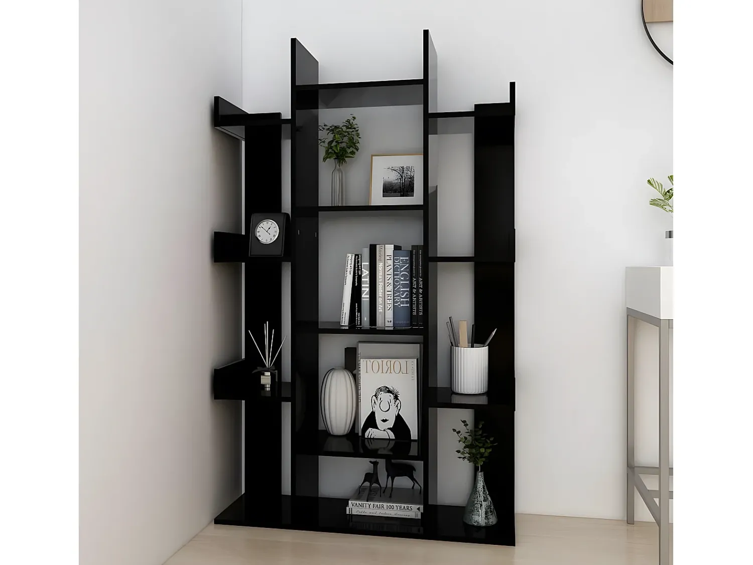 Biblioteca| Estante 86x25,5x140 cm derivados de madeira PT961604 Preto