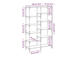Vitrina*vidaxl Estante 100x32x170 cm derivados de madeira e ferro cinza sonoma Cinzento