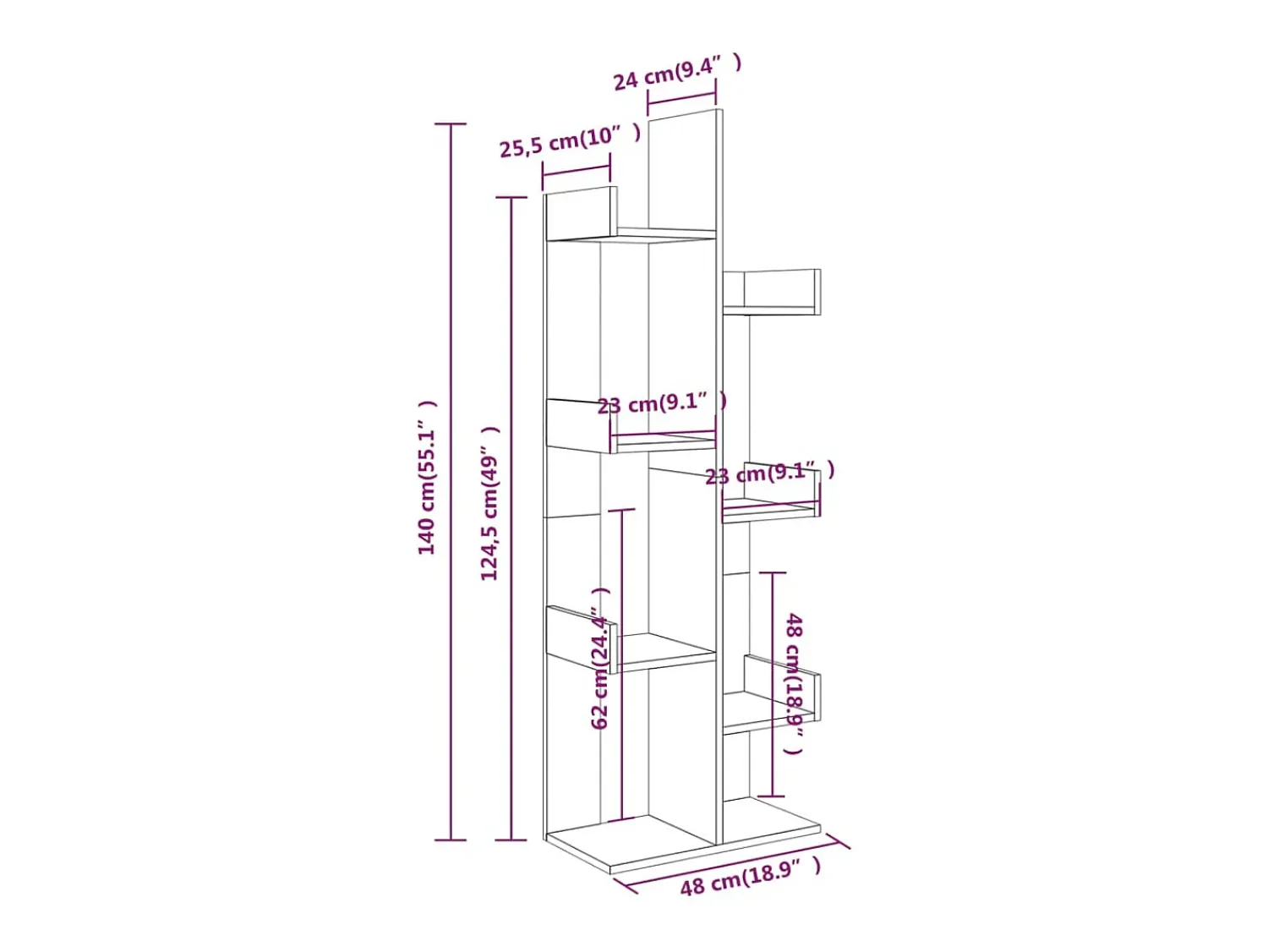 Clearance vidaxl Estante 48x25,5x140 cm derivados de madeira sonoma Cinzento