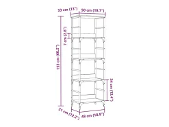 Vitrina*vidaxl Estante 50x33x153 cm derivados de madeira carvalho artisiano Castanho