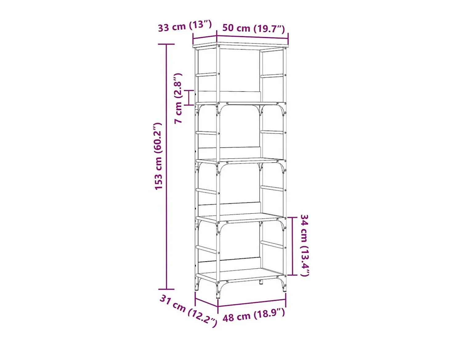Vitrina*vidaxl Estante 50x33x153 cm derivados de madeira carvalho artisiano Castanho